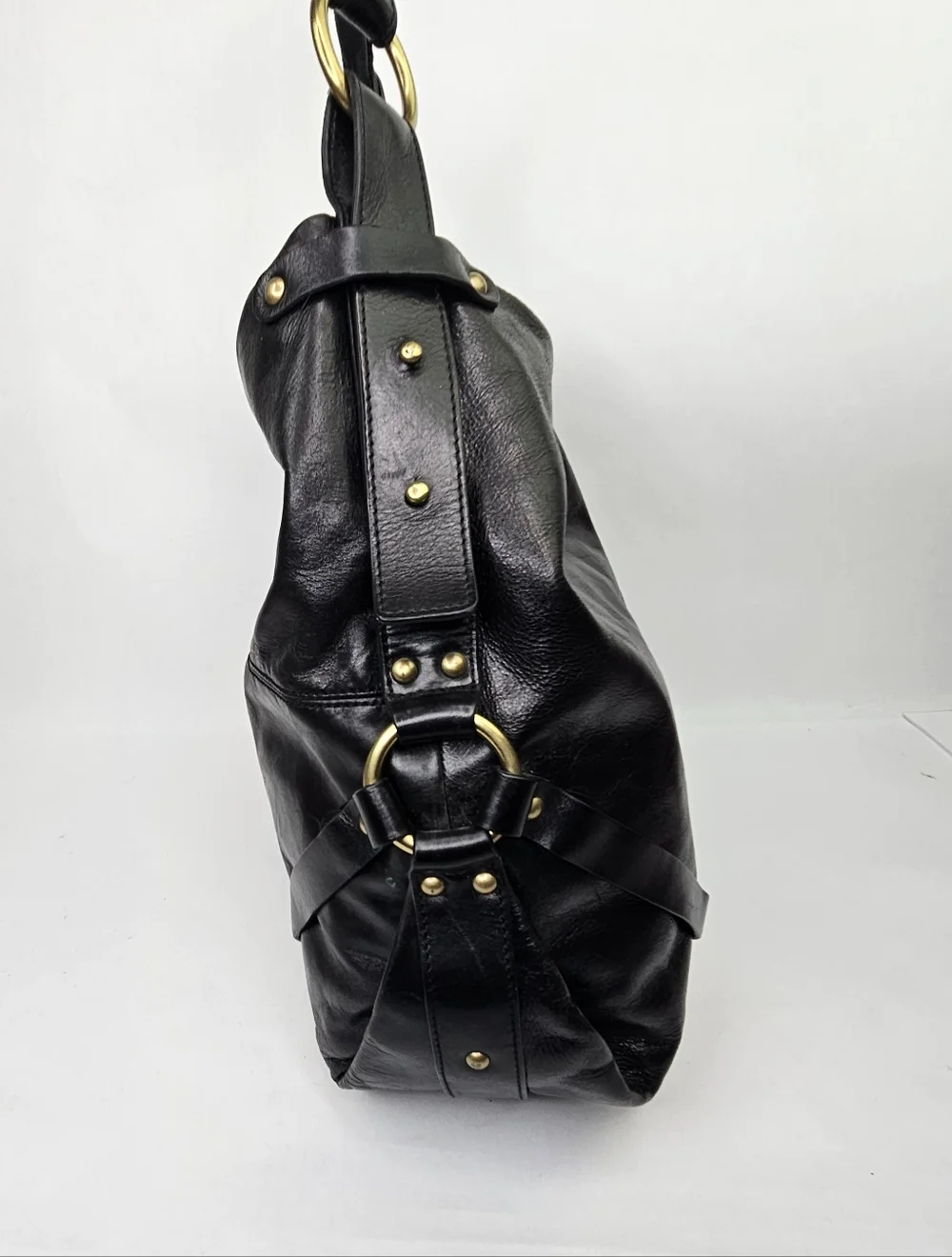 Nordstrom Black Leather Hobo Handbag Purse